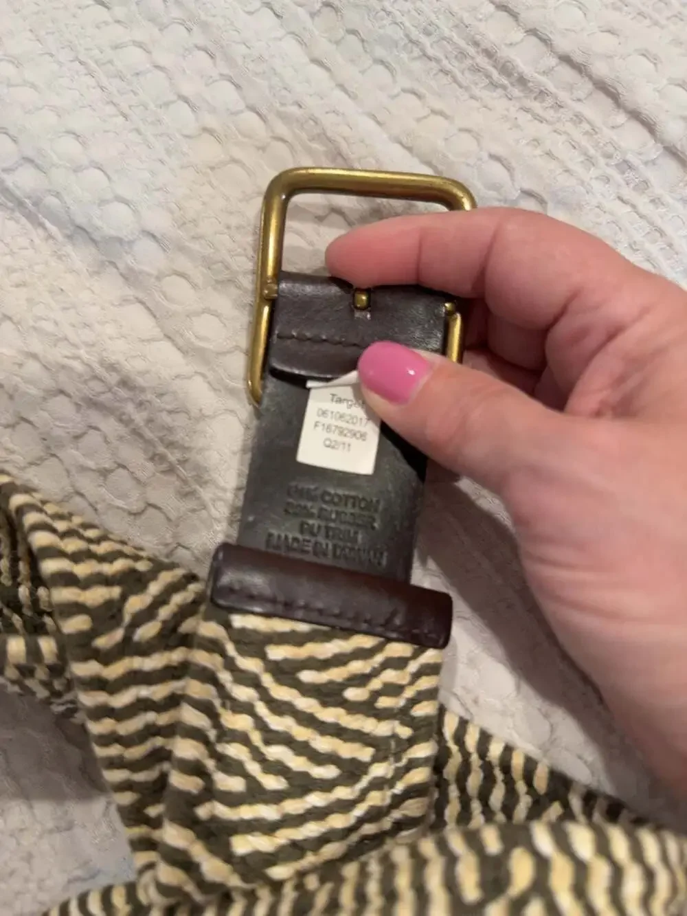 Target Woven Cotton Blend Belt with Faux Leather Trim